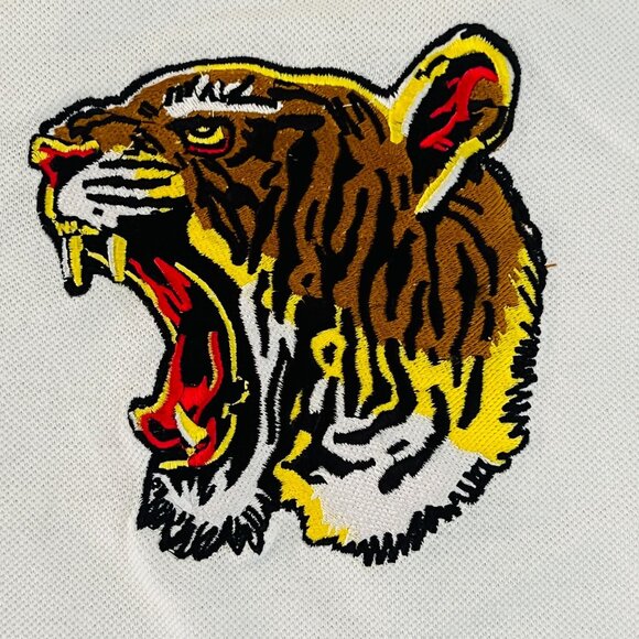 Arketype Polo Shirt Mens XL Tiger Embroidery Golden Stripe Streetwear Hype Hip - Picture 5 of 9